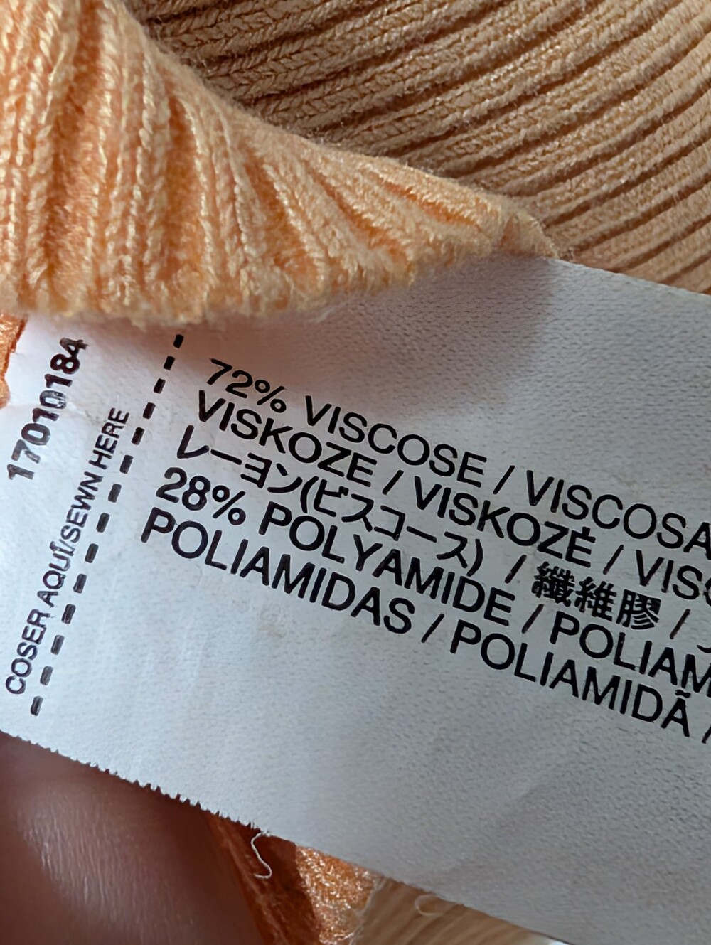 Mango Ribbed Knit V-Neck Top, Peach - Picture 6 of 6